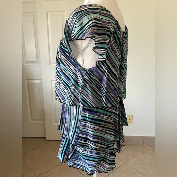 Style & Co. Petite Womens Blouse Striped Short Sleeve PP Multicolor - Picture 4 of 10